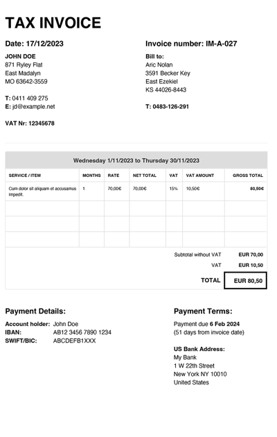 PDF invoice